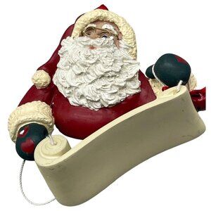 Christmas Santa Claus tree ornament natty nice list heart bell red green READ